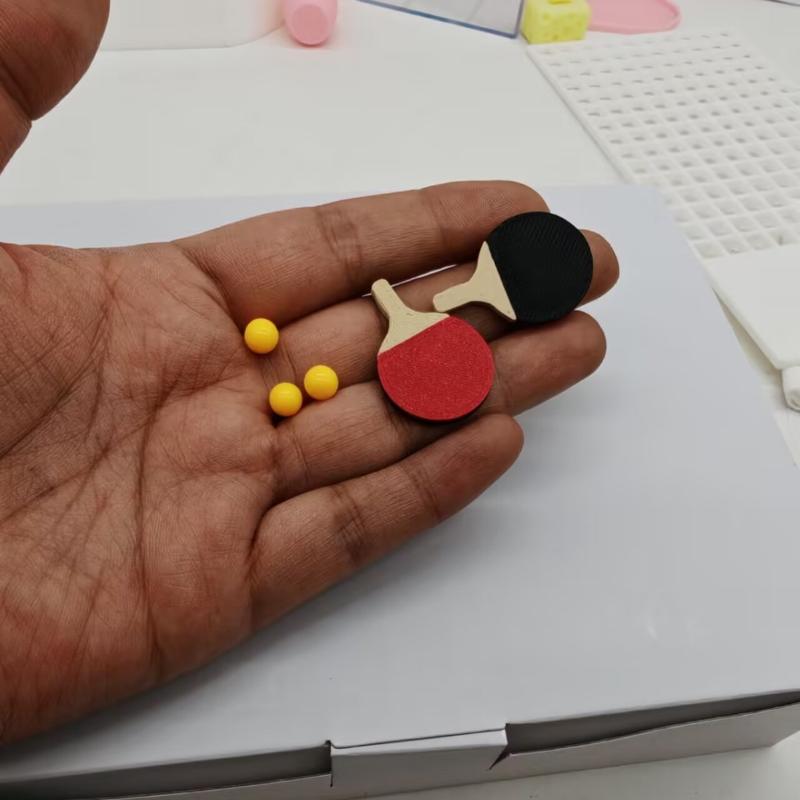 Table Tennis Bat - 1Set Dollhouse Miniature Ping Pong Ball