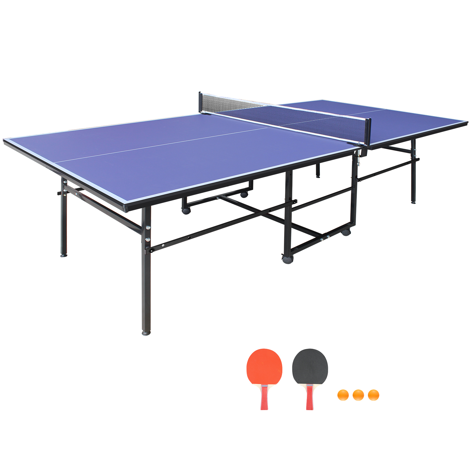 Table Tennis Net Set - 9 x 4.1 ft Blue Foldable